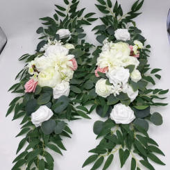 2pcs Artificial Wedding Arch Flowers Boho Red Rose Eucalyptus Garland Drapes Home Decoration Wedding Decorations Welcome Sign