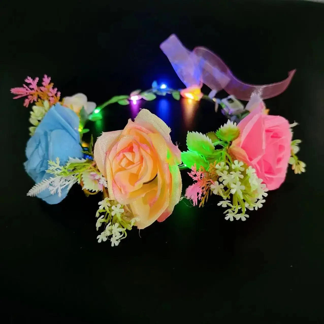 Description Picture 4 of itemLight Up Flower Crown Headband s  Glow Party Favors for Brides Bridesmaids Women Girls Wedding Festival