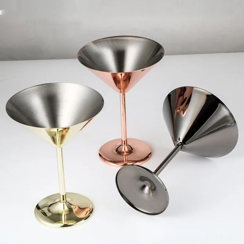 Description Picture 5 of item304 Stainless Steel Martini Cocktail Glass Champagne Goblet Wine Cup Rose Gold Personalized Design Karaoke Bar Metal Utensils