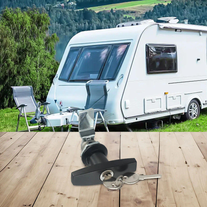 Description Picture 2 of item1pcs T Handle Lock With Keys Caravan Garage Shed Campervan Door Locks Home Improvement Garage Toolbox Electrical Box Lock
