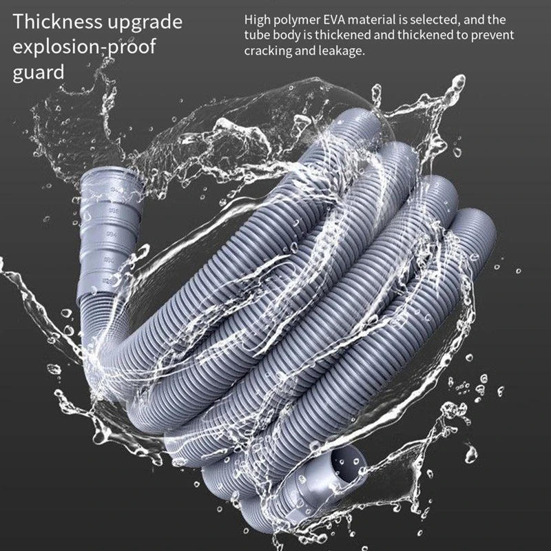 Description Picture 2 of item1.5/3M Washing Machine Drain Hose Flexible Dishwasher Drain Hose Extension Kits Corrugated Washer Discharge Hose