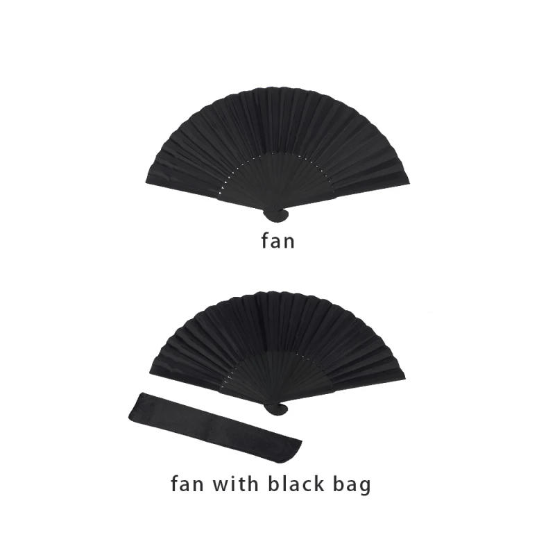 Description Picture 4 of item8.27"(21cm) Black Silk Folding Fan Chinese Style Hand Held Bamboo Fans Ribs Home Party Decoration Dance Props Desktop Ornament