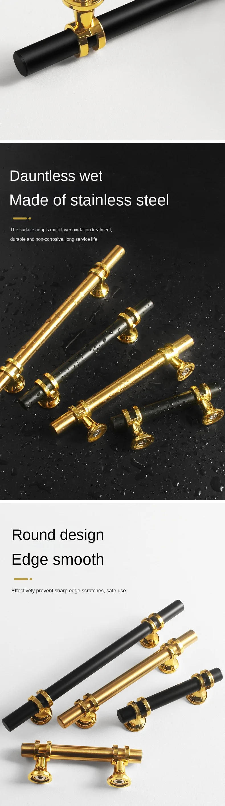 Description Picture 5 of itemblack long strip round light luxury high-end handle drawer  cabinet  door handle