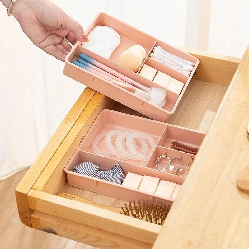 Description Picture 4 of itemDesk Drawer Organizer Stackable Multi-cell Storage Box Tray Dressing Table Jewelry Organizer Makeup Organizer For Home Office