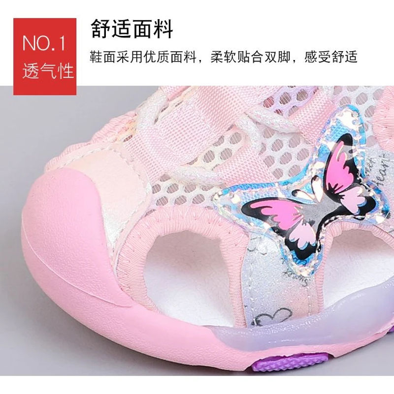 Description Picture 5 of itemDisney Girls' Sandals Lights Summer Style Children's Anti-skid Soft Soles Elsa Princess Carton Shoes Pink Purple Size 23-36