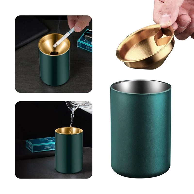 Description Picture 5 of itemDetachable Metal Stainless Steel Ashtray Creative Funnel Windproof Car Ashtray Cup Living Room Anti-fly Ash Office Home Decor