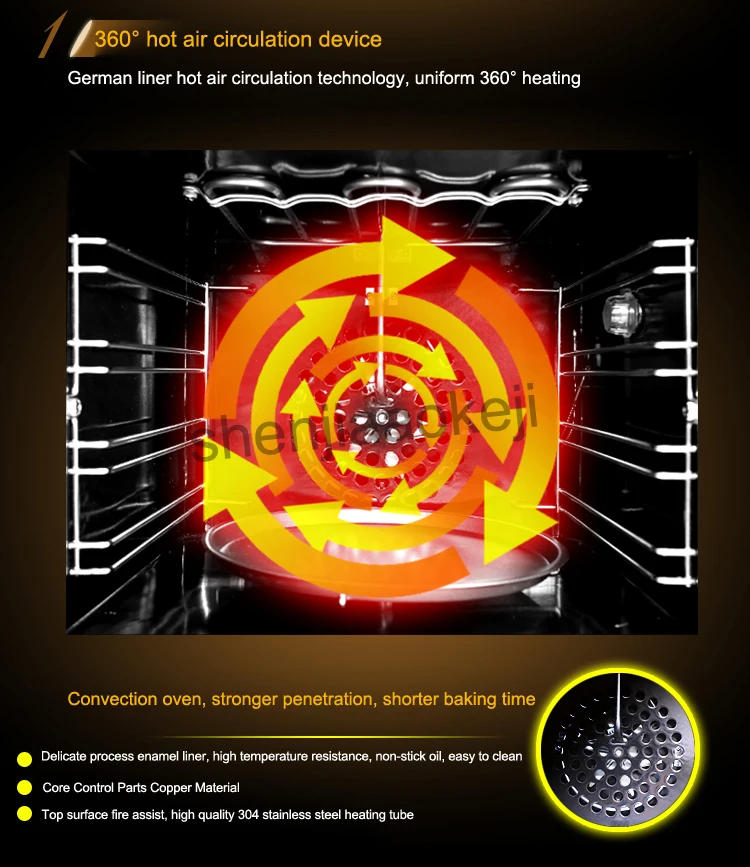 Description Picture 6 of itemEC01F 4 trays Hot-air Convection Oven kitchen Baking oven Electric oven commercial 60L 220V 4500W