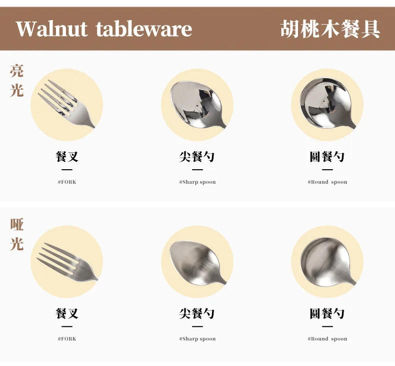Description Picture 4 of item304 Stainless Steel Cutlery Set Wood Handle Dinnerware Spoon Fork Knife Western Cutleri Silverware Tableware Supplies