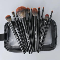 Black Makeup Brushes set Professional Vegan Brushes Foundation Powder Contour Eyeshadow Make up Brush Free Private Label 5 Sets