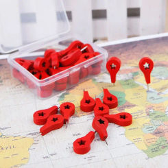 40 Pcs Map Markers Wooden Drawing Photo Wall Studs Cork Board Pins Thumbtack Pushpins Painting Tool