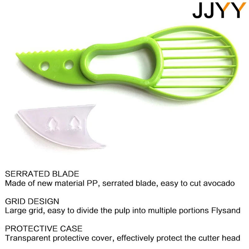 Description Picture 6 of itemJJYY 3 In 1 Avocado Slicer Shea Corer Butter Fruit Peeler Cutter Pulp Separator Plastic Knife Kitchen Vegetable Tools