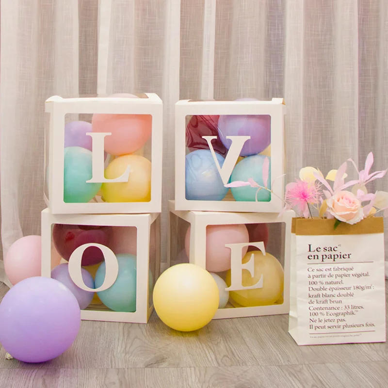 Description Picture 4 of itemTransparent Letter Balloon Box Baby Shower Decorations Happy Birthday Wedding Decor 1st Birthday Party Supplies Balloon Box