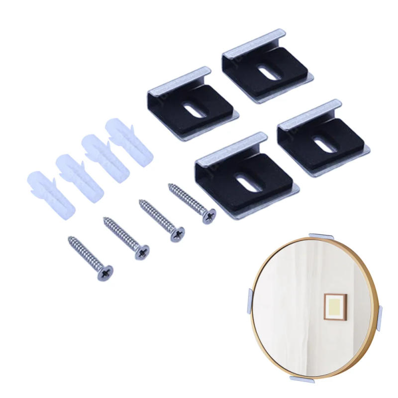 Description Picture 2 of item4pcs Glass Clamp Frameless Bathroom Mirror Glass Wall Mounting Fixing Kit Hardware With Screws Mirror Holder