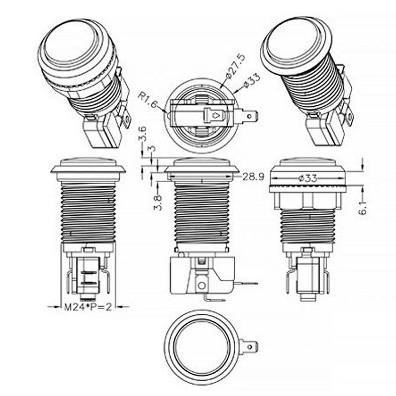 Description Picture 5 of itemNeo Geo Arcade Game Push Button 5v 12v Led Light Illuminated Blub Clear 33mm Round Coin Swing Vending Machine Crane Pinball Part