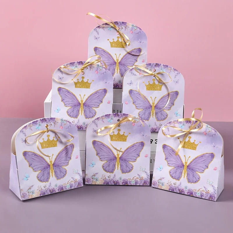 Description Picture 3 of itemPurple Pink Butterfly Candy Box Spring Butterfly Theme One Birthday Party Decoration Kids Favors Gift Girl Baby Shower Supplies