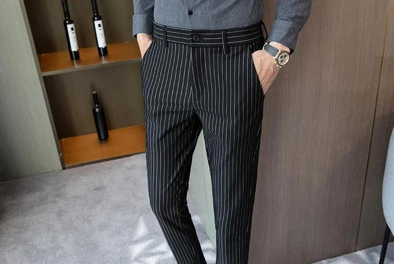 Description Picture 6 of itemTressed Man Suits Pants White Straight Slim Fit Trousers for Men Thin Casual Designer Clothes Work Wear Classic Spring New In Up
