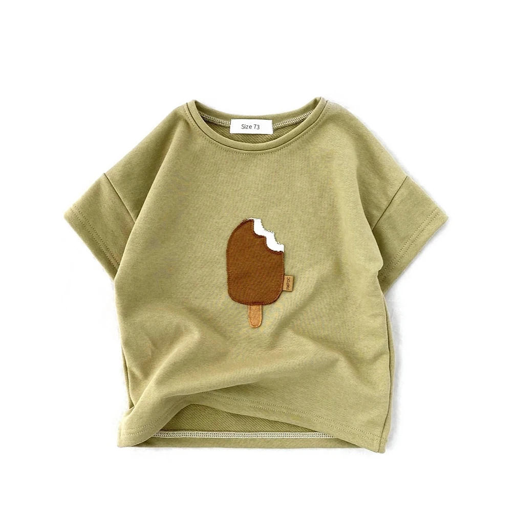 Description Picture 4 of itemColorful Ice Cream Printed Children's T-shirt Cute Newborn T-shirt Summer Children's Clothing Top T-shirt Solid Color Clothes