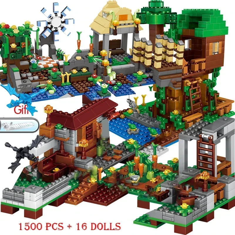 Description Picture 5 of itemHot Toys 1208PCS Building Blocks For Legoinglys Minecrafted Village Warhorse City Tree House Waterfall Educational Toys For Kids