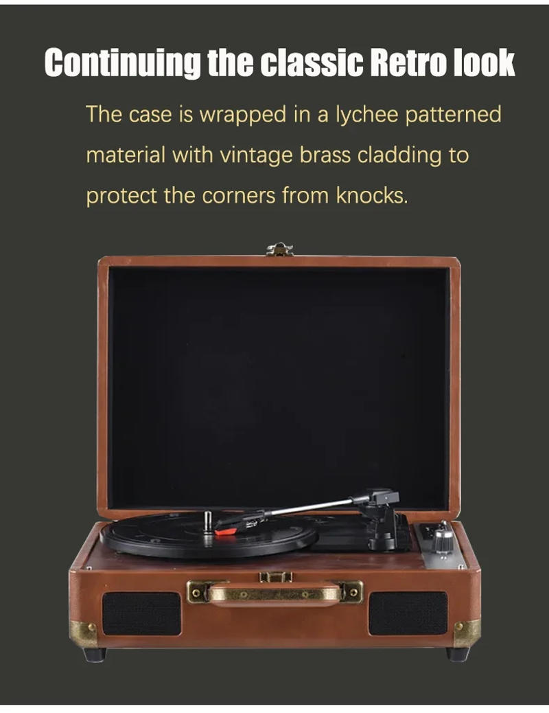 Description Picture 4 of itemRetro portable vinyl record player, Bluetooth/USB/TF playback, suitable for family gatherings, outdoor camping, party gifts