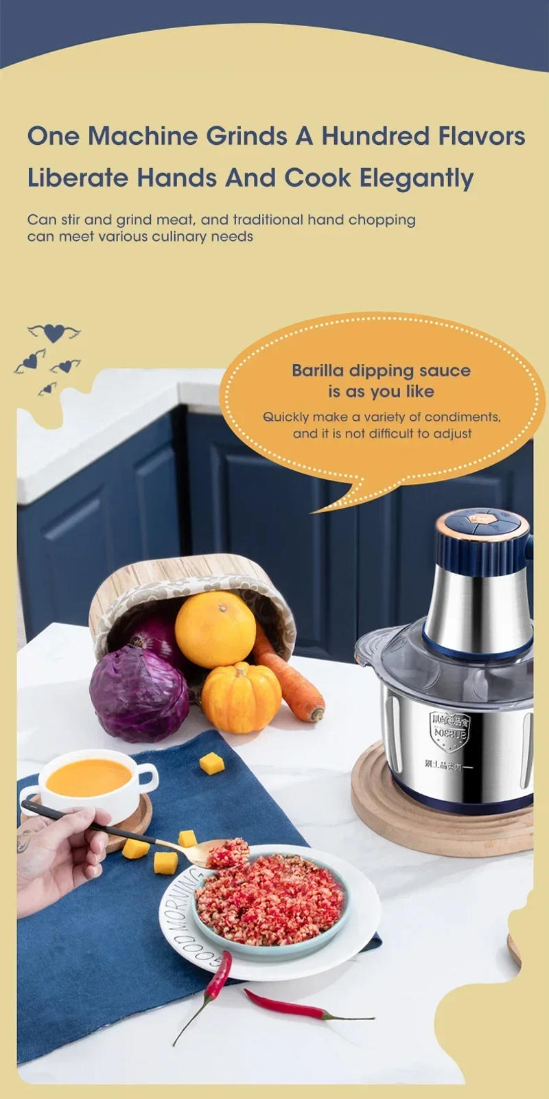 Description Picture 5 of item5L Electric Meat Grinders 304 Stainless Steel Food Crusher Multifunctional Vegetable Slicer Chopper Mincer Baby Food Processor