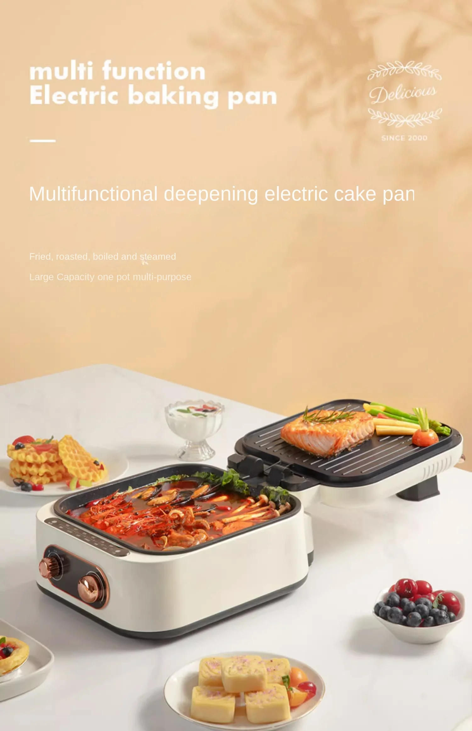 Description Picture 6 of item110V electric pancake pan household multifunctional double-sided heating pancake pan pancake machine hot pot