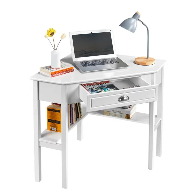 Description Picture 4 of itemEasyfashion Corner Writing Desk with Storage Drawer, White,41.70 x 28.00 x 30.00 Inches
