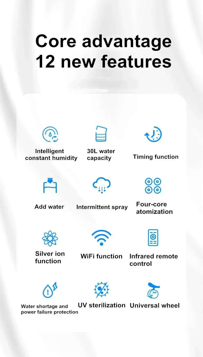 Description Picture 3 of itemHumidifier30L Humidifiers Commercial Humidifier High Capacity Humidifier Remote Control, Touch, Wifi Control Supermarkets And Ve