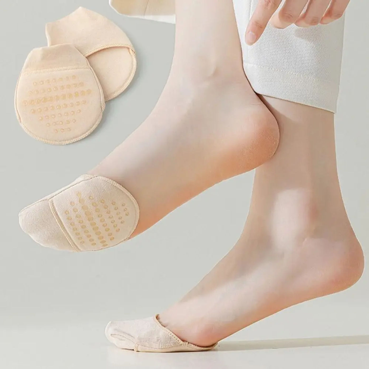 Description Picture 2 of itemBreathable Silicon Forefoot Socks Soft Invisible Half Feet Socks Elastic Cotton Hosiery Women