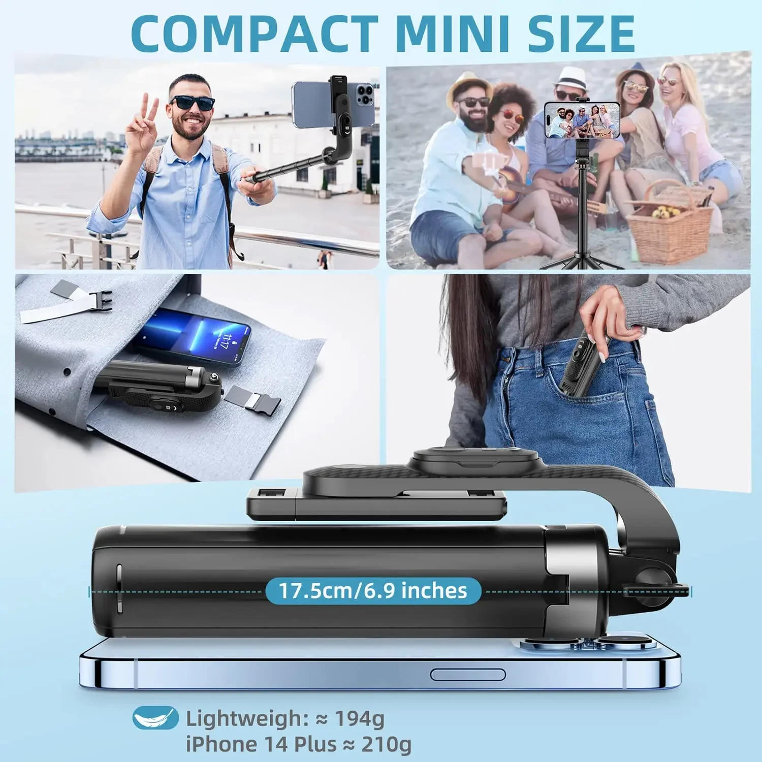 Description Picture 6 of itemIconic Brand Selfie Stick Phone Tripod 40" Extendable Rechargeable Bluetooth Control with 1/4 Inch Screw for Android IPhone Smartphone