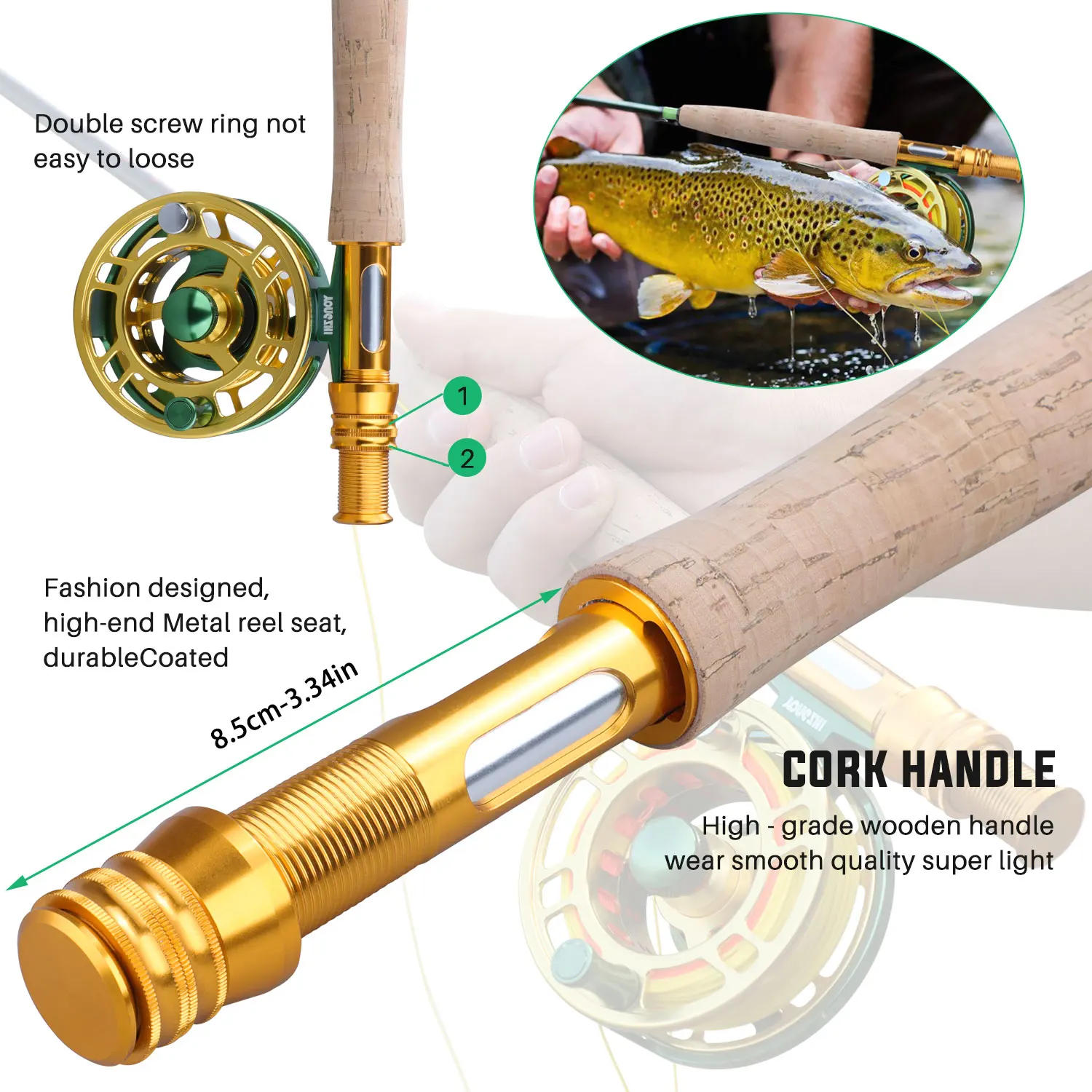Description Picture 6 of itemSougayilang Fly Fishing Rod and Reel Full Kit 5sections Carbon Fly Fishing Rod and 5/6 Reel Perch Fly Fishing Suitable for Pesca
