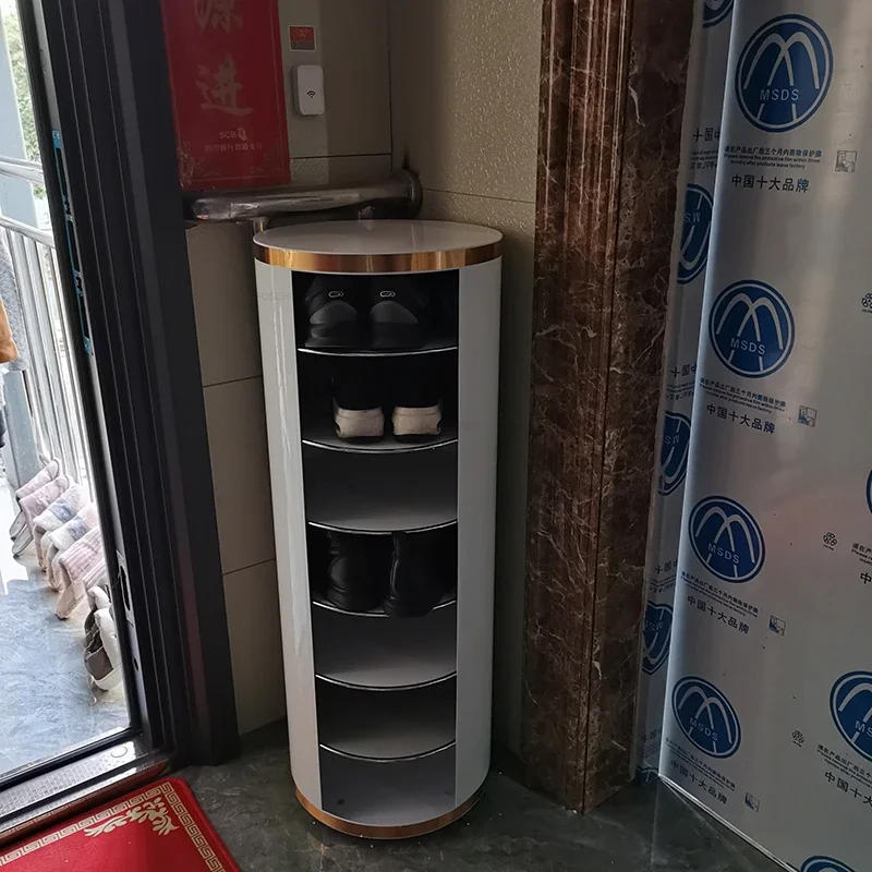 Description Picture 6 of itemModern Steel Rotating Shoe Cabinets Nordic Living Room Furniture Home Door Shoe Rack Light Luxury Multi-layer Storage Cabinet GL