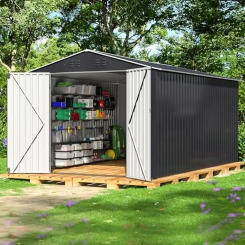 Metal Garden Shed with Reinforced Structure Outdoor Storage 8x12 FT Storage Solution Tools Patio Lawn Waterproof & UV-Resistant