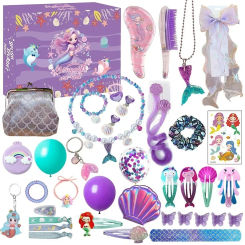 Christmas Advent Calendar box Girls Mermaid dressup Cute Comb clip bag makeup set 24 Days Countdown Calendar New Year Gifts