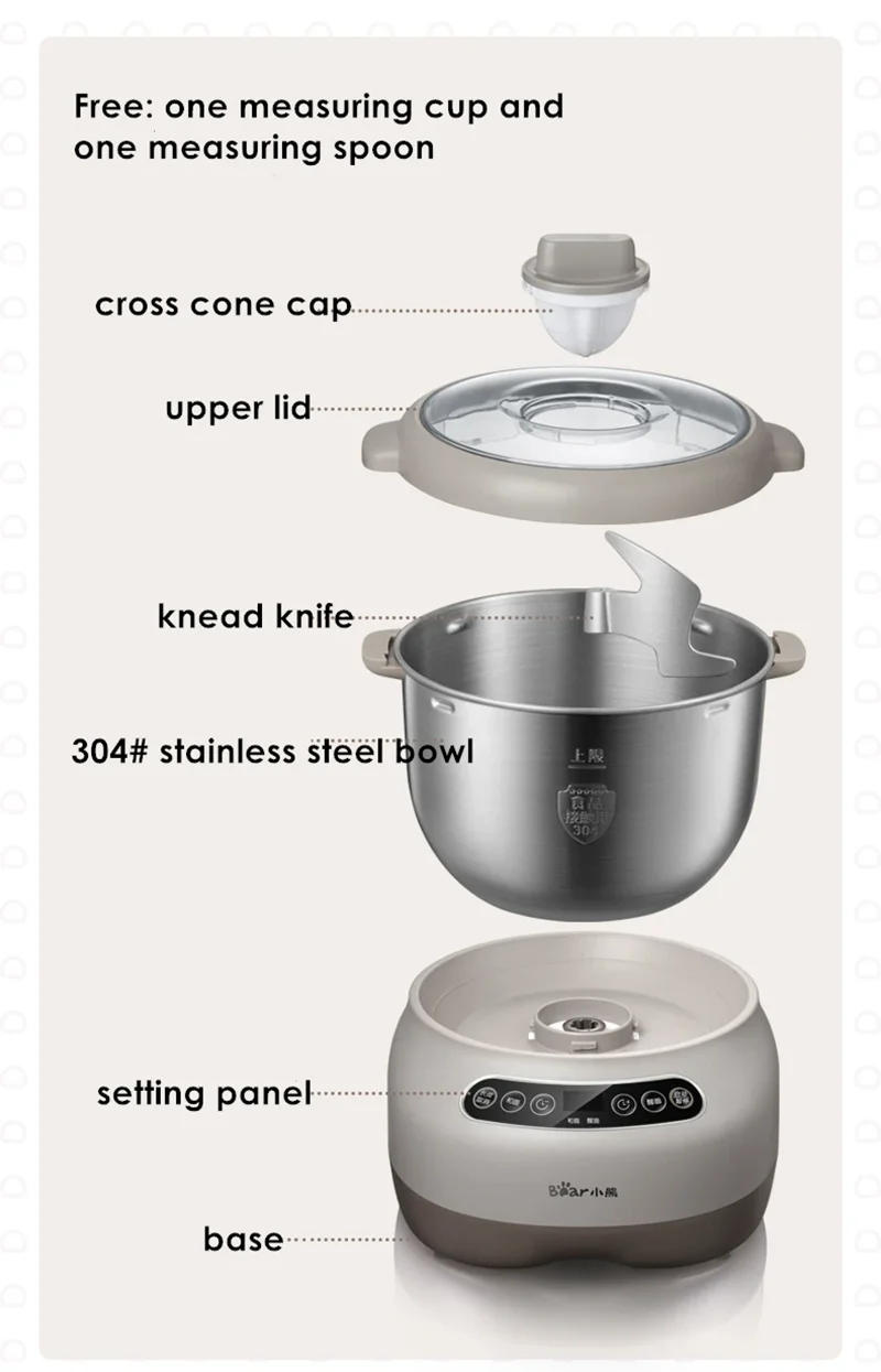 Description Picture 6 of item220V 3.5L 5L 7L Dough Kneading Machine Dough Maker Electric blender Flour Bread Mixer Ferment Machine