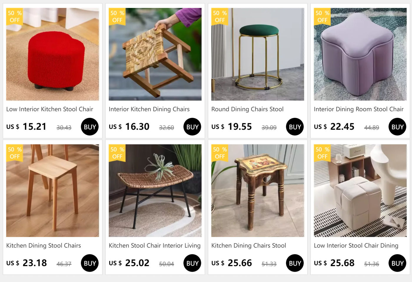 Description Picture 2 of itemLow Interior Stool Chair Dining Living Room Small Space Saving Dining Table Stool Decorative Sillas Para Comedor Furniture Home