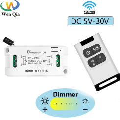 RF 433 Mhz Wireless Dimmer Light Switch Remote Control Dc 5v 12v 24v 30v Dimmer Mini Relay Receiver for Dc Motor Led Light Lamp