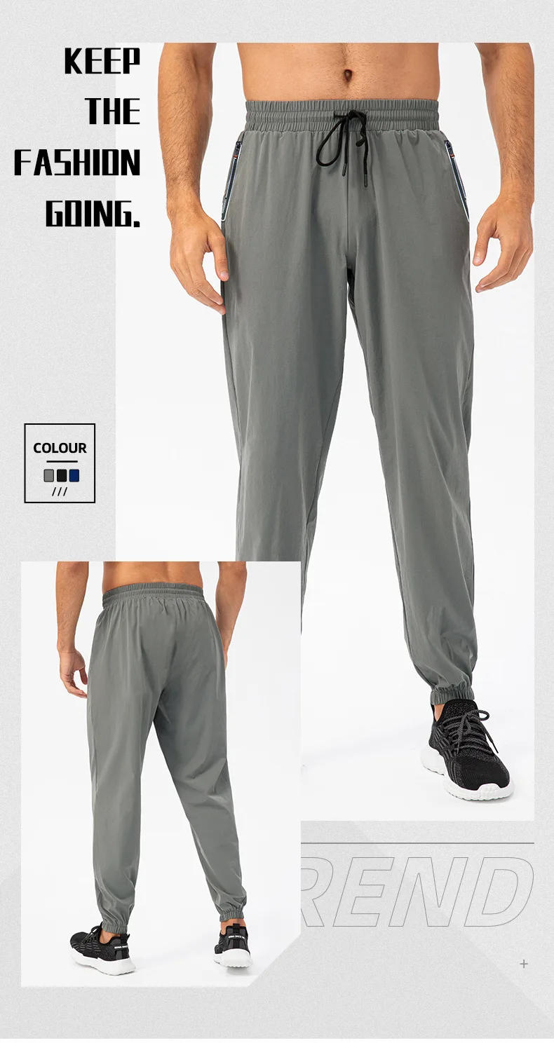 Description Picture 2 of itemMen's Zipper Pockets Quick Drying Trousers Loose Waterproof Pants Breathable Running Leggings Track Pants