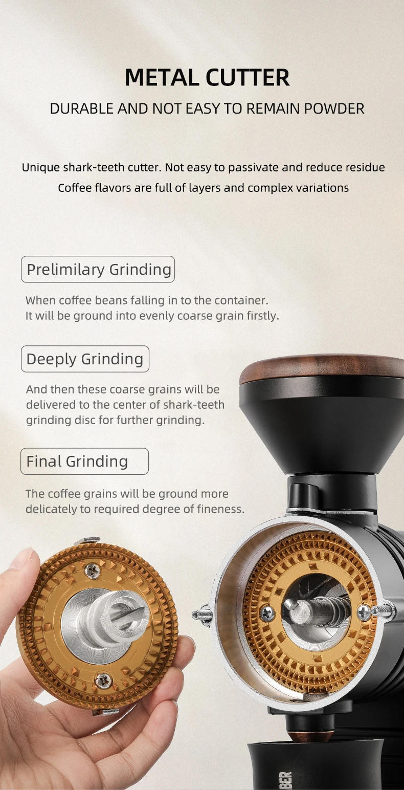 Description Picture 6 of itemMHW-3BOMBER Adjustable Electric Coffee Grinder 78mm Blades with Espresso Sifter Dosing Cup &amp Brush Set Coffee Bean Hopper