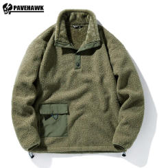 Winter Fleece Tactical Jacket Mens Lamb Cashmere Pocket Patchwork Warm Pullover Top Teddy Velvet Casual Coat Large Size 5XL