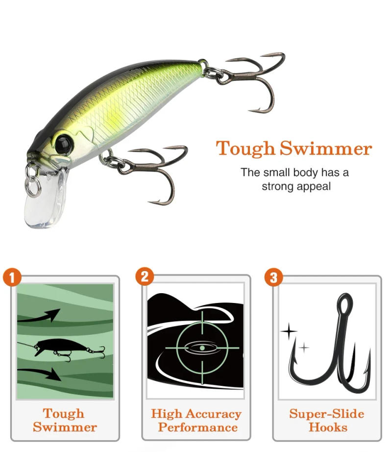 Description Picture 5 of itemTSURINOYA Intruder 51S Sinking Minnow Stream Fishing Lure 51mm 5.8g Artificial Hard Bait For Trout Ajing Jerkbait River Baits