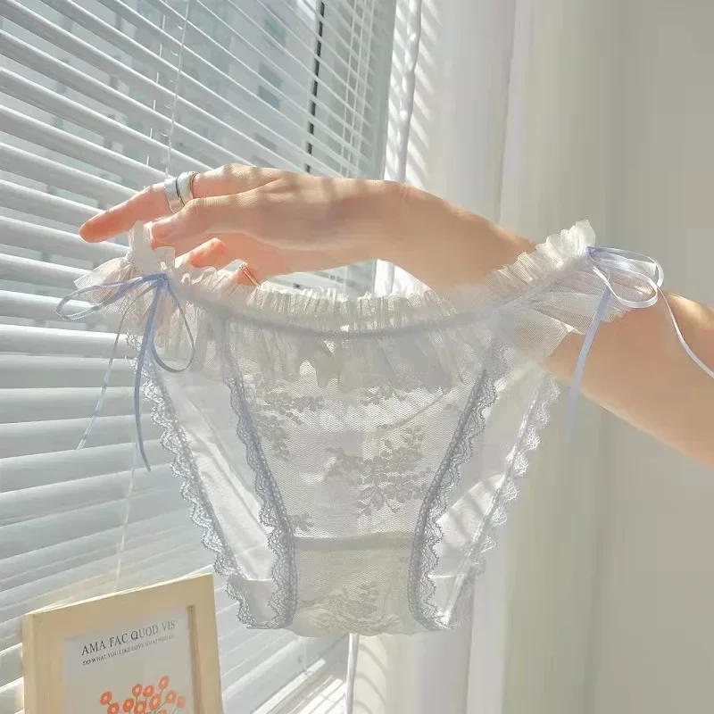 Description Picture 2 of itemJapanese Straps Thongs Mesh Lace Panties Women Underwear Low-waist Sweet Student Kawaii Lolita See Through Briefs Sexy Lingerie