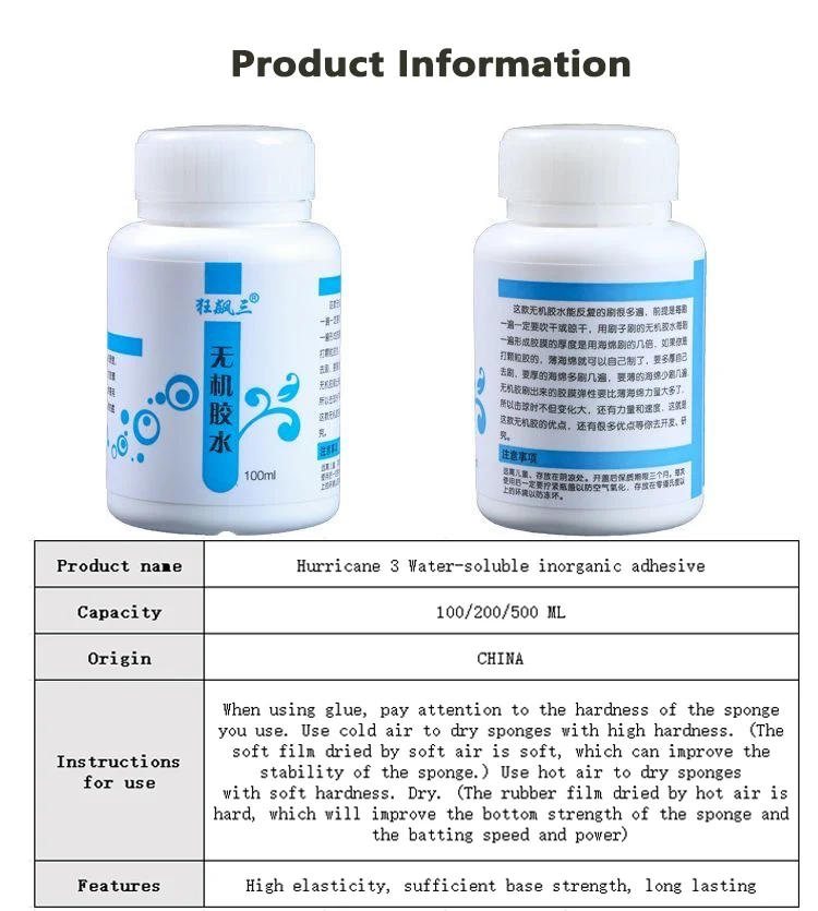 Description Picture 5 of itemREACH Hurricane 3 VOC-Free Booster 500ml Water Glue for Table Tennis Racket Ping Pong Bat ITTF Approved Professional Accessories