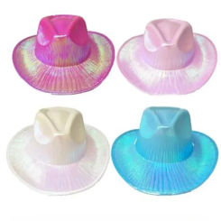 New Western Magic Cowboy Hat Neon Flash Space Cowboy Hat Halloween Carnival Party Pink Colorful Hat Holiday Party Dance Props