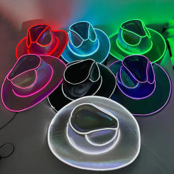 Disco Luminous Led Bride Cowgirl Hat Glowing Light Bar Cap Bachelorette Party Wedding Supplies Flashing Neon Western Cowboy Hat