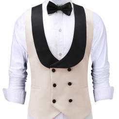 custom Men's Waiter Vest Burgundy Slim Fit Prom Double Breasted Blazer Champagne Suits Red Waistcoat For Wedding Man Grooms