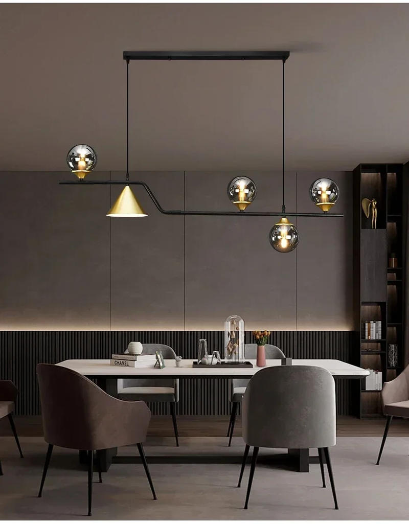 Description Picture 3 of itemModern Nordic LED Chandelier Glass Ball Metal E27 Restaurant Kitchen and Bar Ceiling Chandelier Home Decoration Lamps Aesthetic