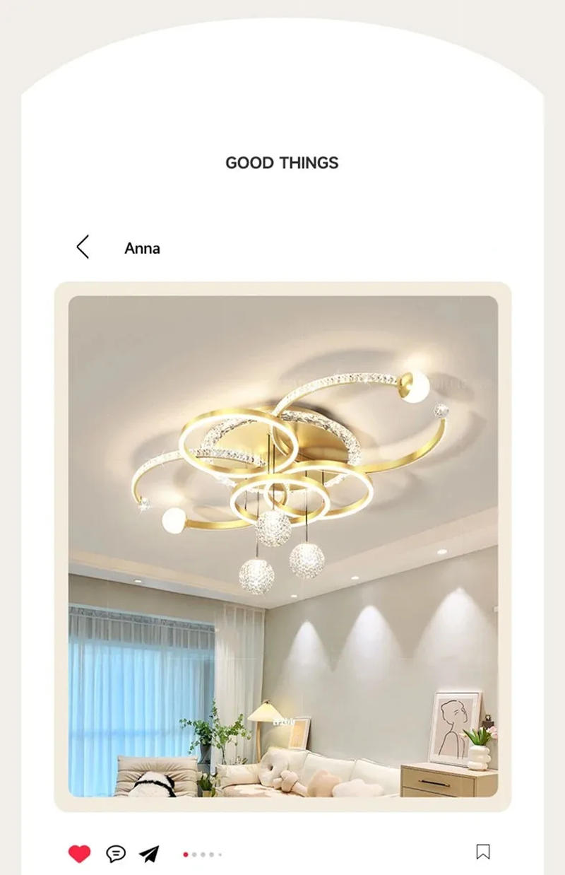 Description Picture 5 of itemNordic Circle Living Room Led Chandeliers For Kitchen Resturant Hanging Lamp Modern Intelligent Decoration Ceiling Pendant Lamps