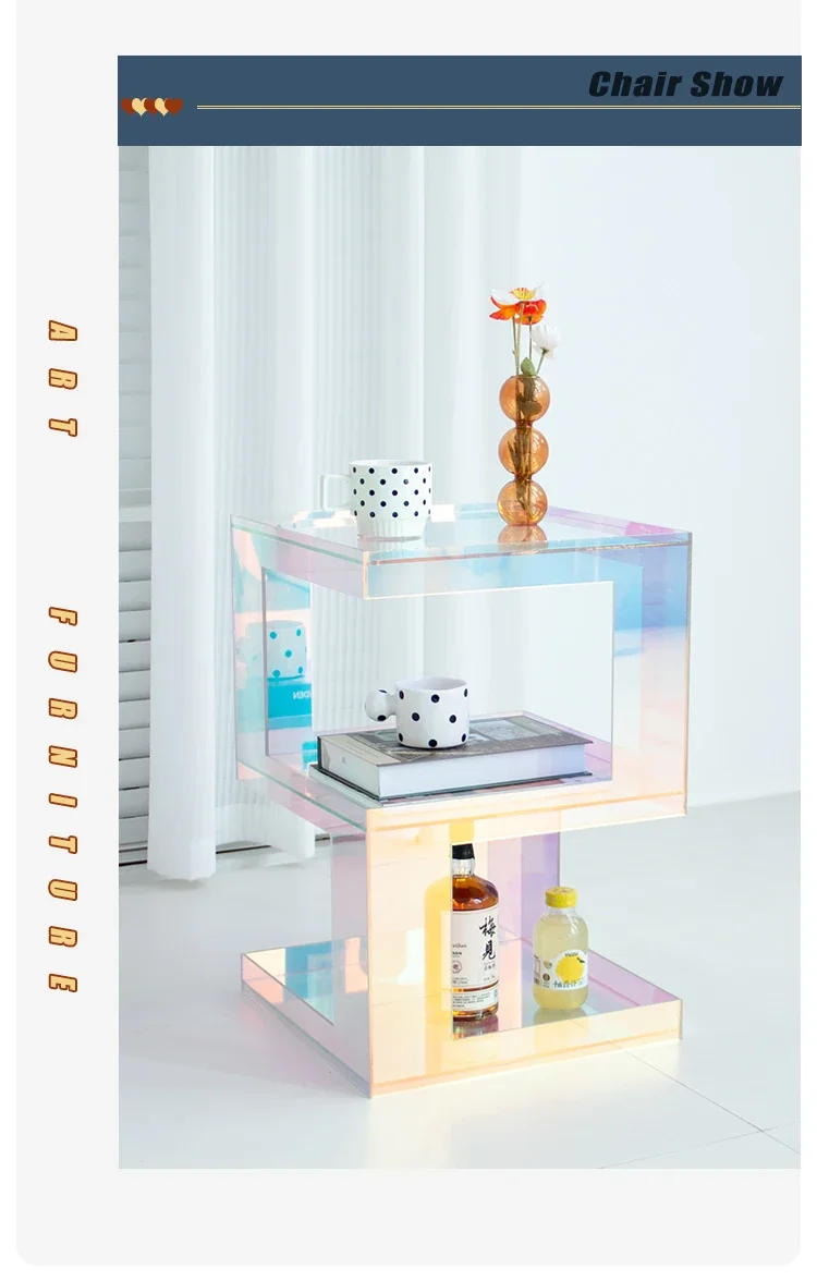 Description Picture 6 of itemLuxury Transparent Acrylic Coffee Table Furniture,Colorful Living Room Sofa,Side Corner tables Bedroom,Square Bedside Cabinets