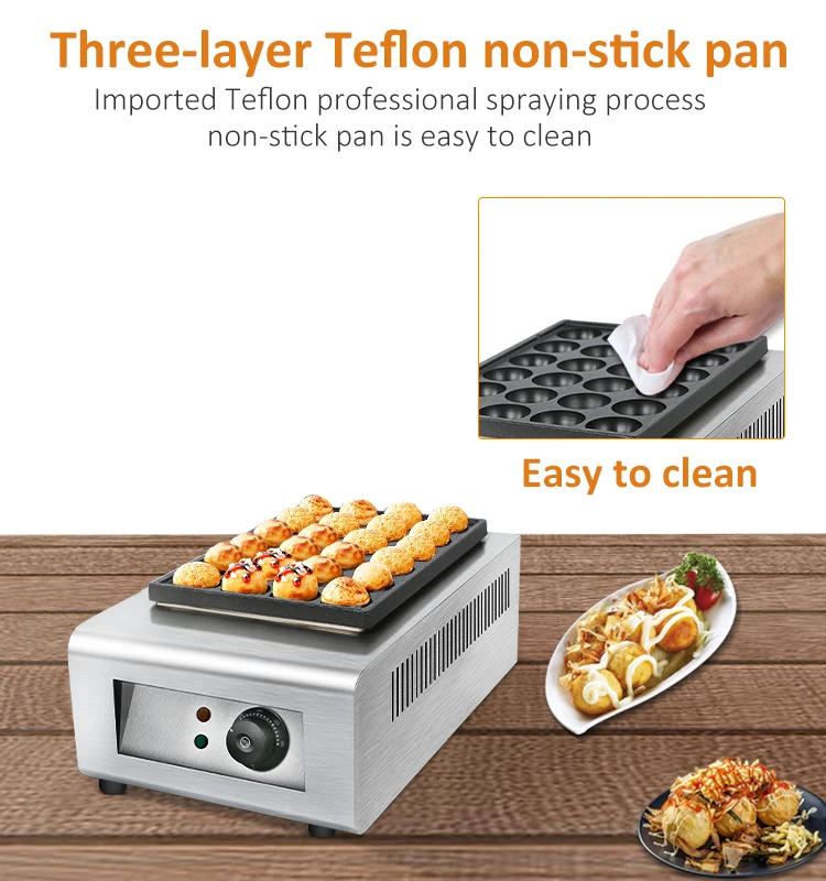 Description Picture 4 of itemCommercial Big Power Electric Takoyaki Ball Grill Machine 3 Plates Fishball Oven Grill