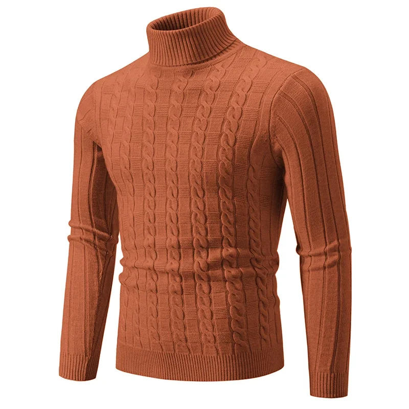 Description Picture 6 of item2024 New Turtleneck Pullover Men Slim Fit Knit Sweater Solid Color Long Sleeve Autumn Sweaters Men Casual Pullover Man Clothing